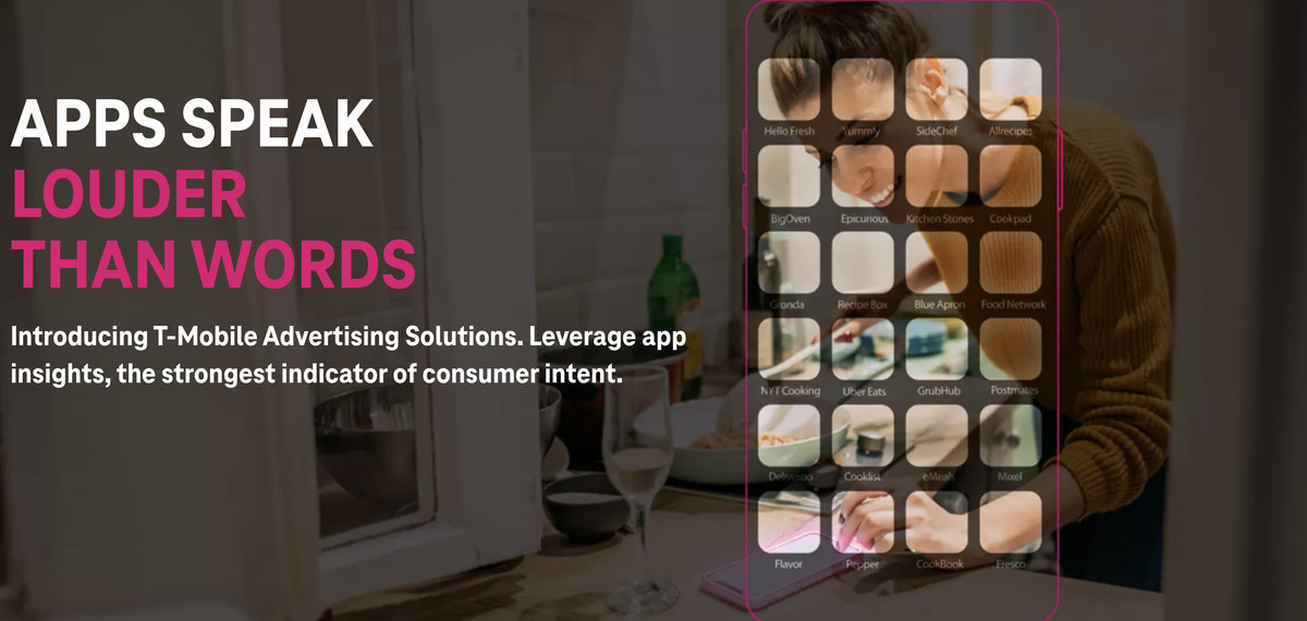T-Mobile advertising with text reading apps speak louder than words