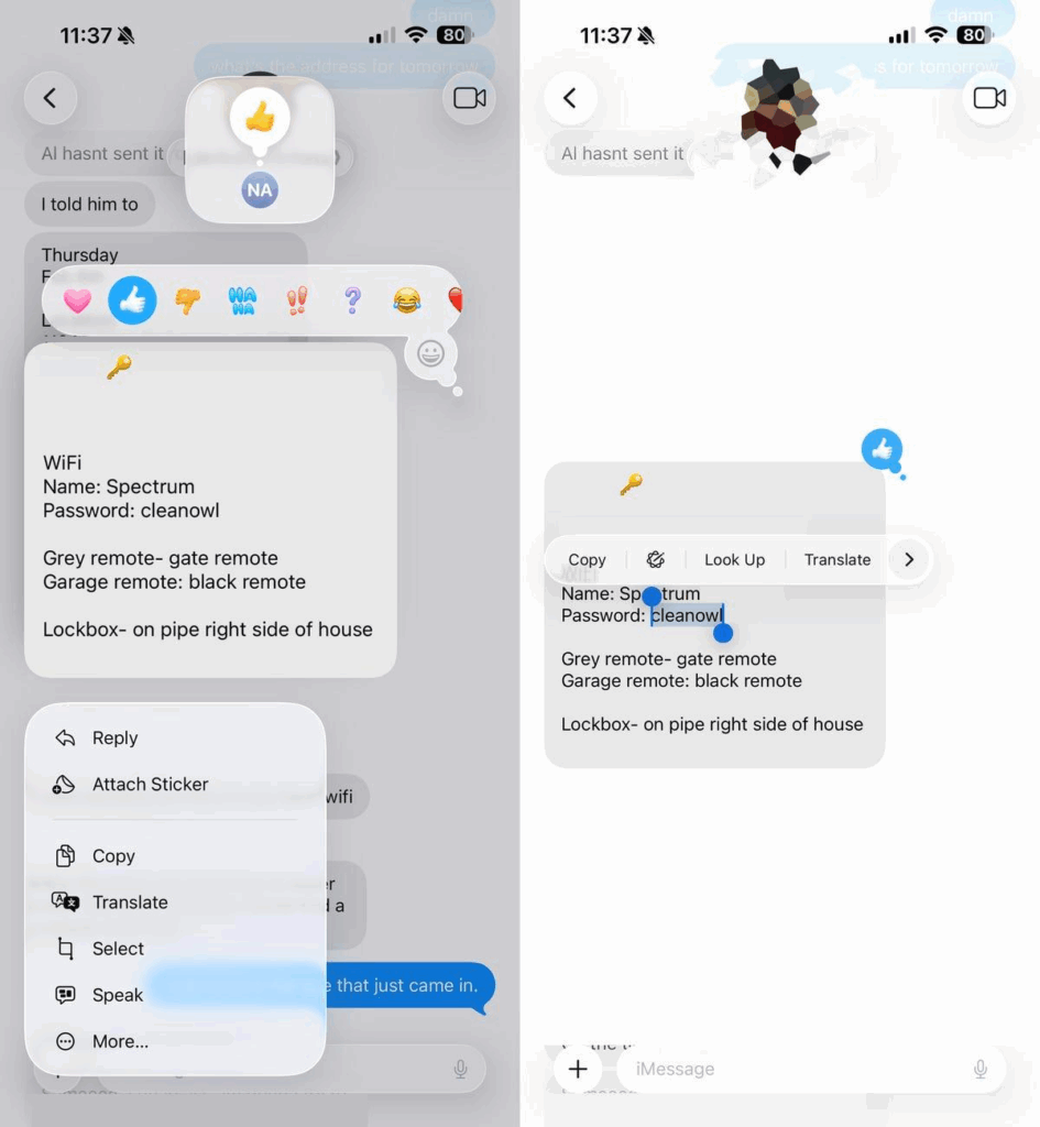 Copy Specific Parts of Text Messages